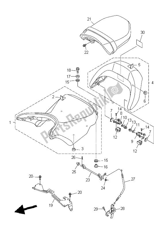 All parts for the Seat of the Yamaha VMX 17 1700 2009