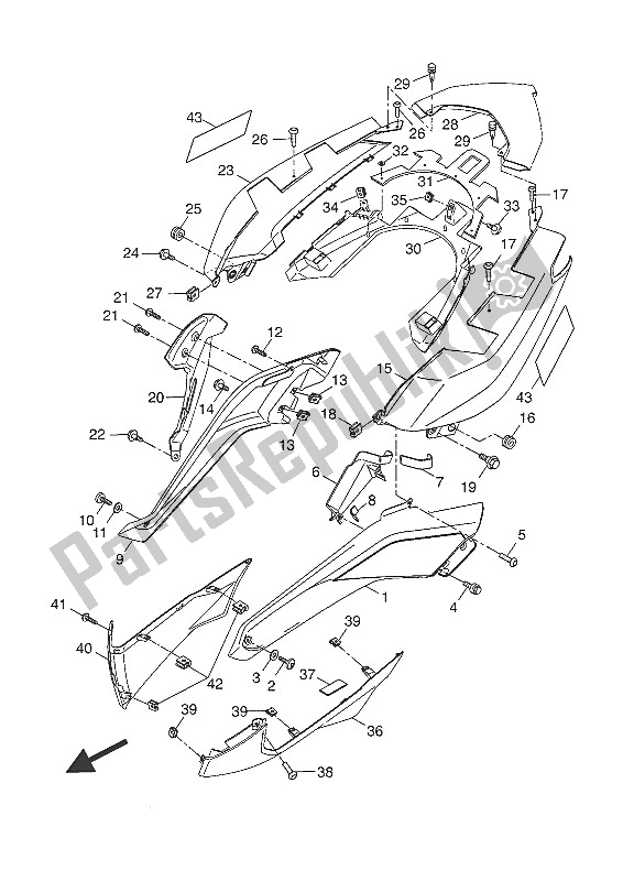 Todas las partes para Cubierta Lateral de Yamaha YP 400 RA 2016