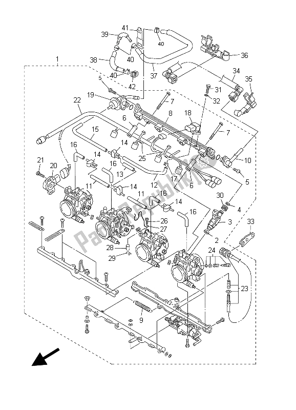 Alle onderdelen voor de Intake 2 van de Yamaha FJR 1300 2003