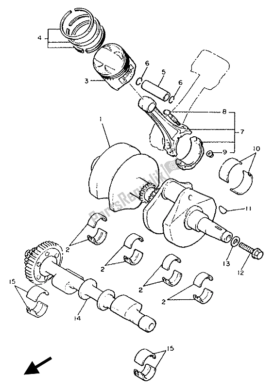 All parts for the Crankshaft & Piston of the Yamaha V MAX 12 1200 1993