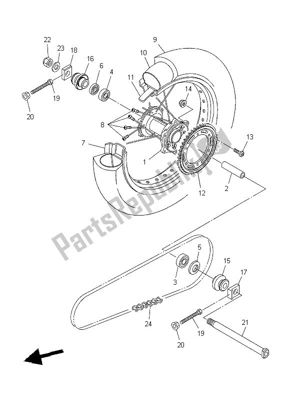 Tutte le parti per il Ruota Posteriore del Yamaha WR 250X 2009