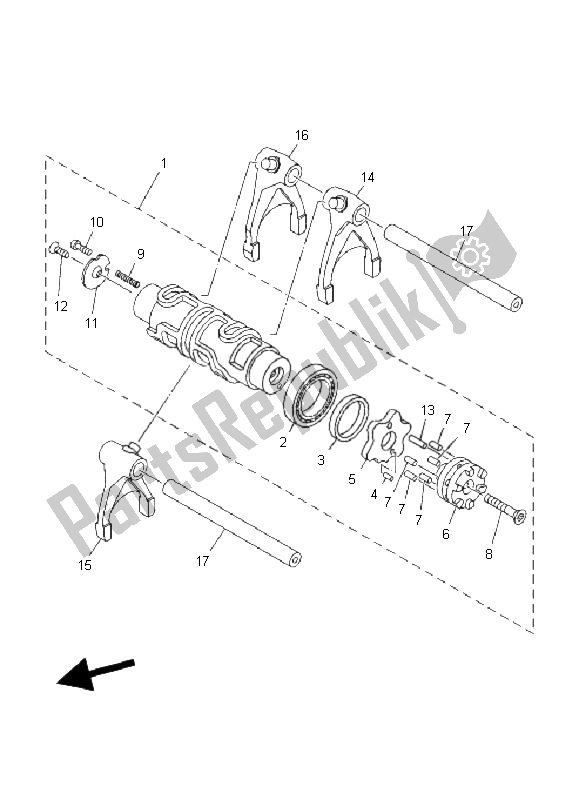 All parts for the Shift Cam & Fork of the Yamaha MT 01 5 YU3 1670 2006