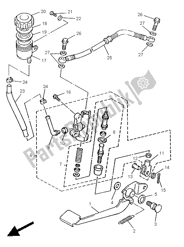 Tutte le parti per il Pompa Freno Posteriore del Yamaha XJ 600N 1998