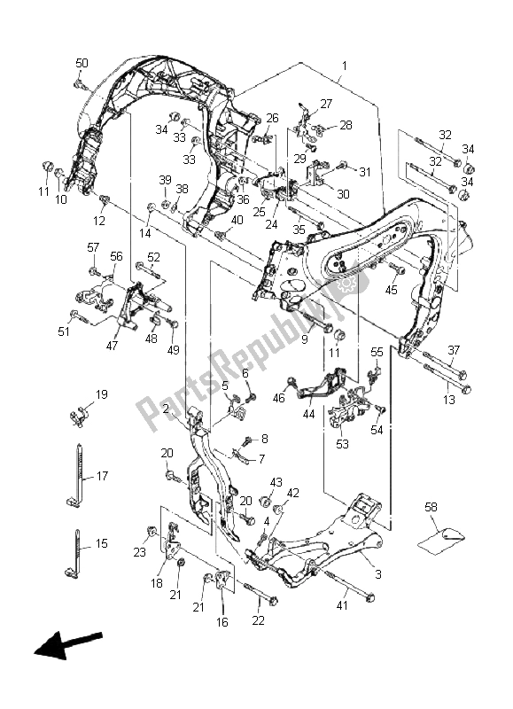 All parts for the Frame of the Yamaha MT 01 5 YU4 1670 2006