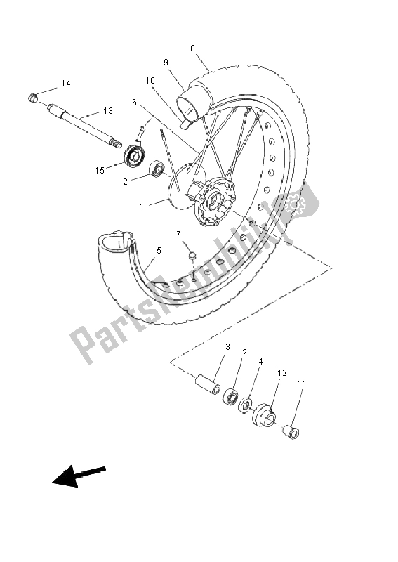 All parts for the Front Wheel of the Yamaha WR 125R 2011