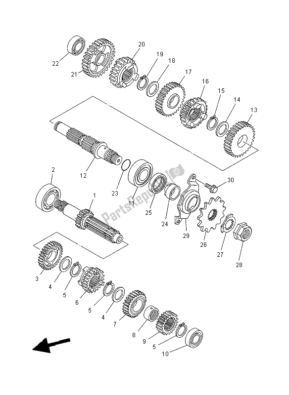 All parts for the Transmission of the Yamaha YZ 250F 2008