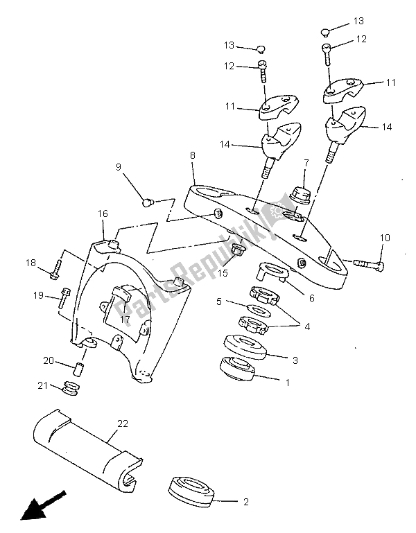 Todas las partes para Direccion de Yamaha XVZ 1300A Royalstar 1997