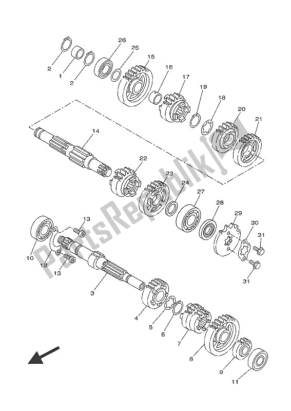 All parts for the Transmission of the Yamaha MT 125A 2016