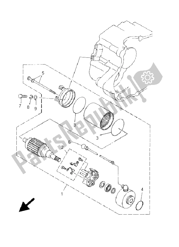 All parts for the Starting Motor of the Yamaha YFM 125 Grizzly 2008