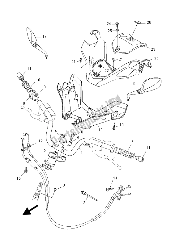 All parts for the Steering Handle & Cable of the Yamaha YP 250R MBL2 2015