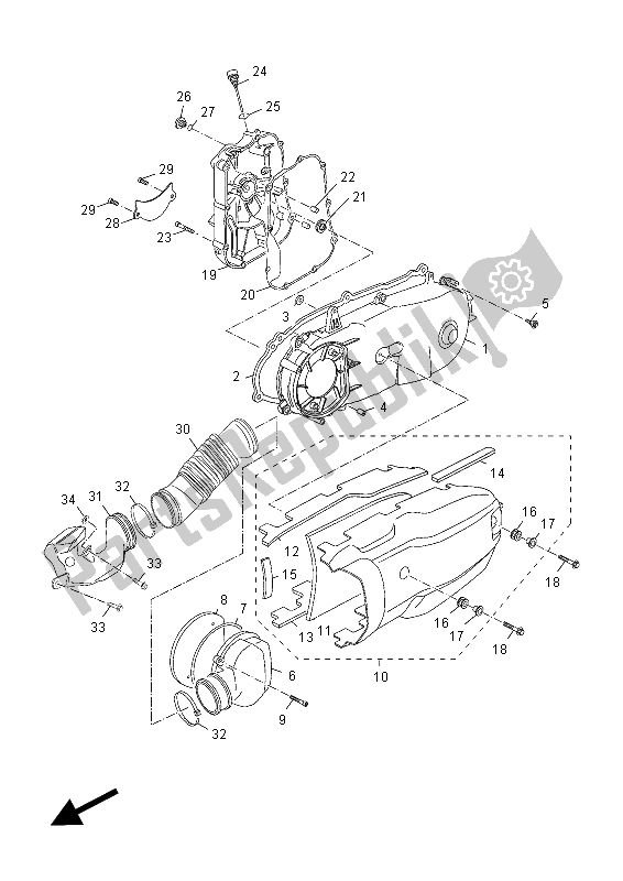 Tutte le parti per il Coperchio Del Carter 1 del Yamaha YP 125R X MAX 2012