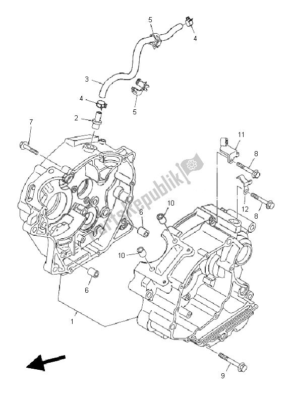 All parts for the Crankcase of the Yamaha TT R 125E SW LW 2010