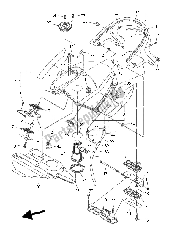 Tutte le parti per il Serbatoio Di Carburante del Yamaha FJR 1300 AS 2007