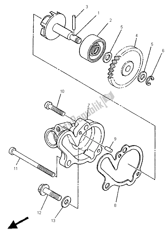 All parts for the Water Pump of the Yamaha DT 125R 1995