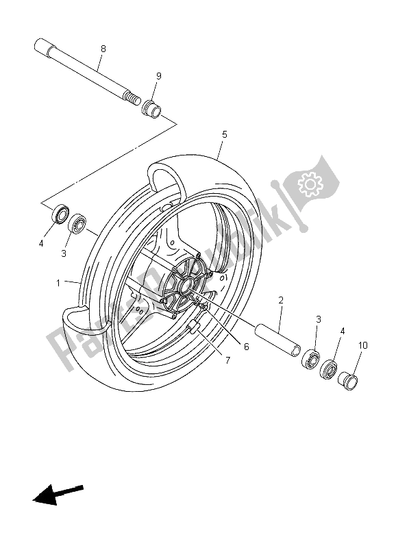 All parts for the Front Wheel of the Yamaha XJR 1300 2006