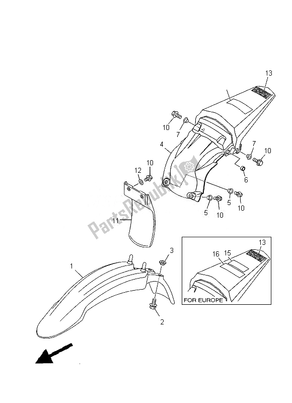 All parts for the Fender of the Yamaha TT R 125 LWE 2013