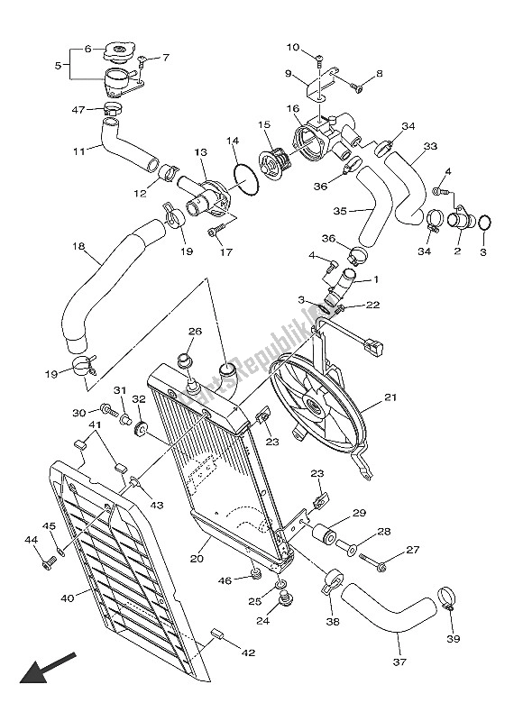 Tutte le parti per il Tubo Del Radiatore del Yamaha XVS 1300 CU 2016