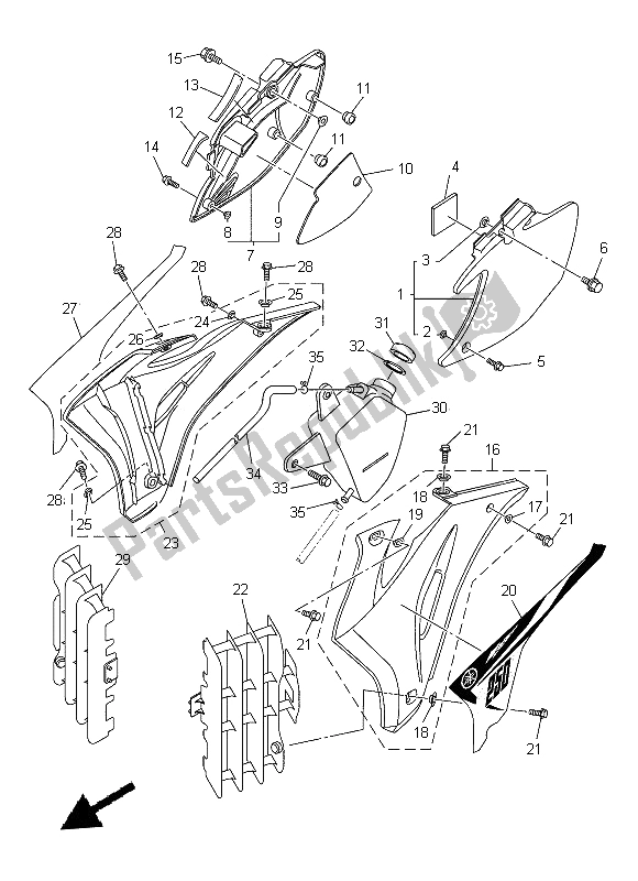 Todas as partes de Tampa Lateral do Yamaha WR 250F 2014