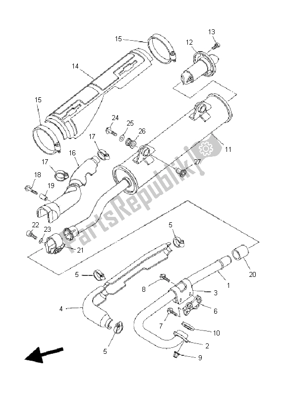 All parts for the Exhaust of the Yamaha YFM 350 BA Bruin 2X4 2005