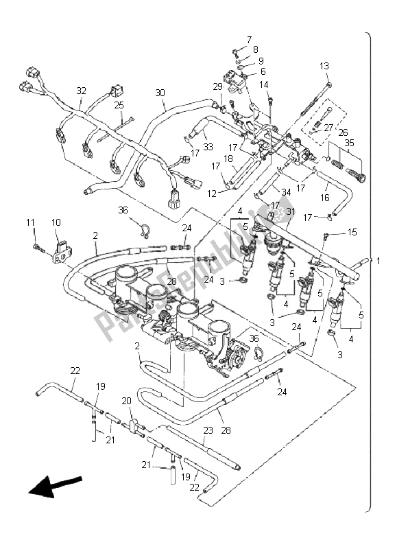 All parts for the Intake 2 of the Yamaha FZ6 NHG 600 2007