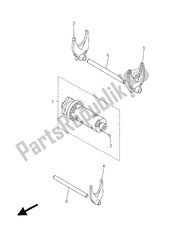 All parts for the Shift Cam & Fork of the Yamaha XVS 1300 CU 2014