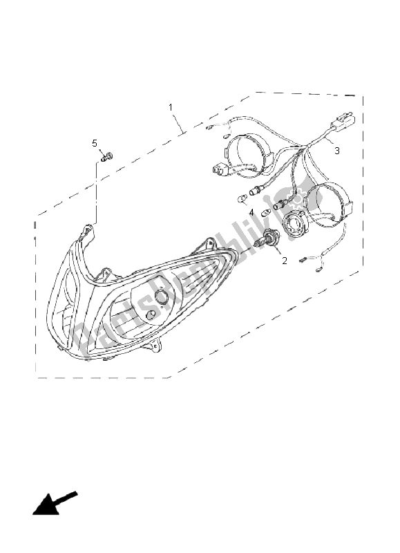 Tutte le parti per il Faro del Yamaha YP 125R E Majesty 2008