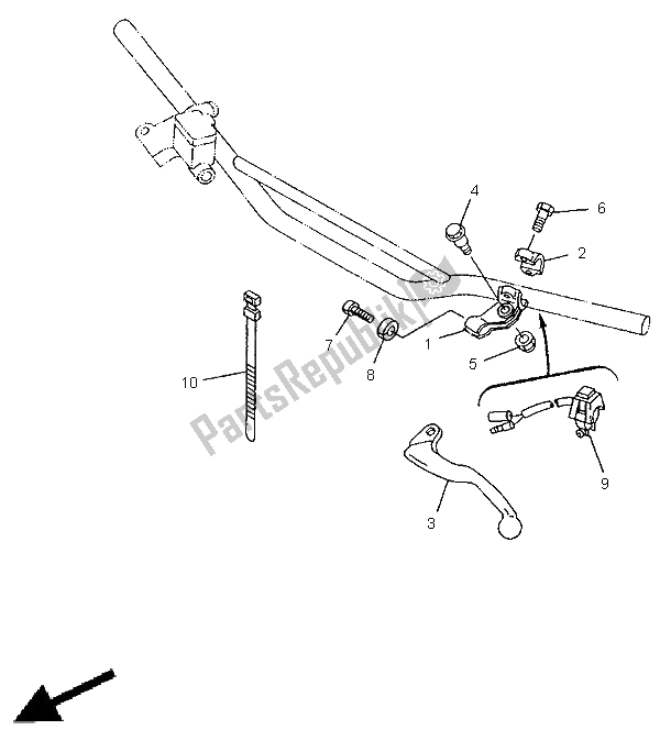 All parts for the Handle Switch & Lever of the Yamaha YZ 125 1999