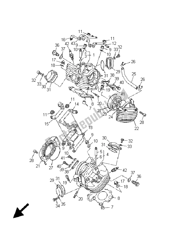 Todas las partes para Cabeza De Cilindro de Yamaha XVS 650 Dragstar 2001