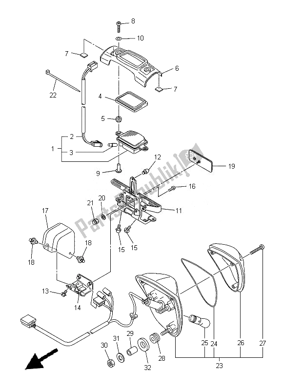 All parts for the Taillight of the Yamaha XVS 1300A 2014