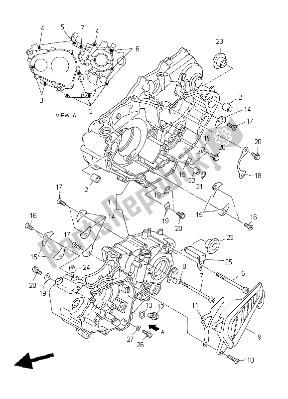 All parts for the Crankcase of the Yamaha YZ 450F 2004