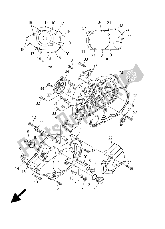 Toutes les pièces pour le Couvercle De Carter 1 du Yamaha BT 1100 Bulldog 2002