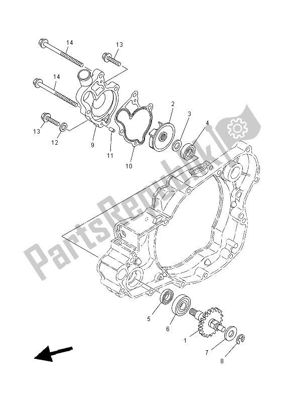 All parts for the Water Pump of the Yamaha YZ 250 2008