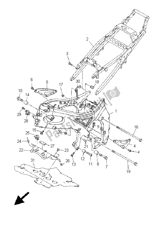 Tutte le parti per il Telaio del Yamaha YZF R6 600 2001