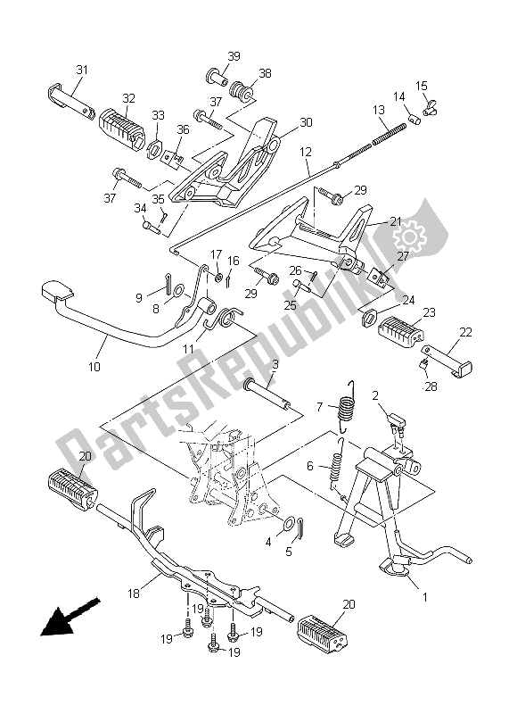 All parts for the Stand & Footrest of the Yamaha T 135 FI Crypton X 2014