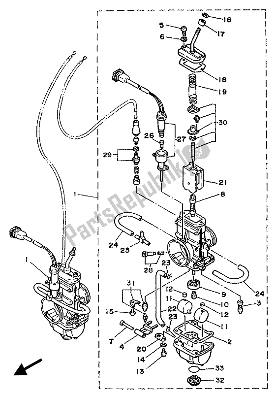 Alle onderdelen voor de Carburator van de Yamaha TZ 250 1989