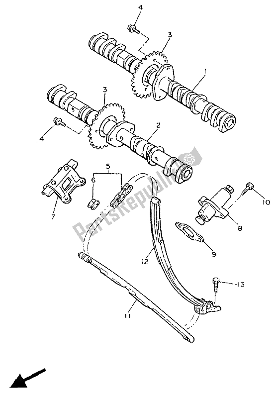 Todas las partes para árbol De Levas Y Cadena de Yamaha FZ 750 Genesis 1991