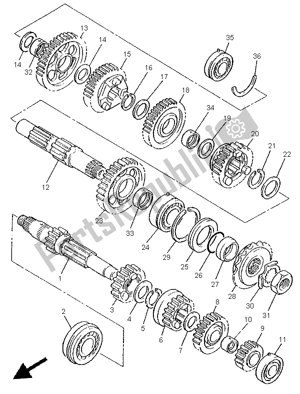 All parts for the Transmission of the Yamaha XJR 1300 SP 1999