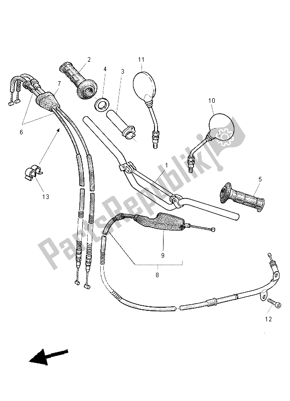 Alle onderdelen voor de Stuurhendel En Kabel van de Yamaha TT 600 RE 2004