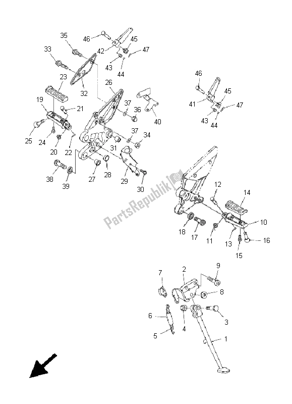 Todas las partes para Soporte Y Reposapiés de Yamaha FZ6 NS 600 2005