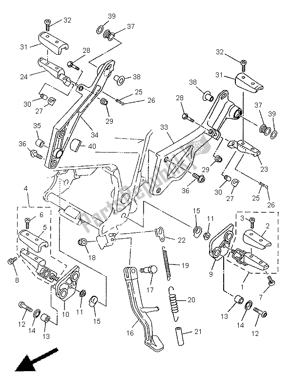 All parts for the Stand & Footrest of the Yamaha TDM 850 1998