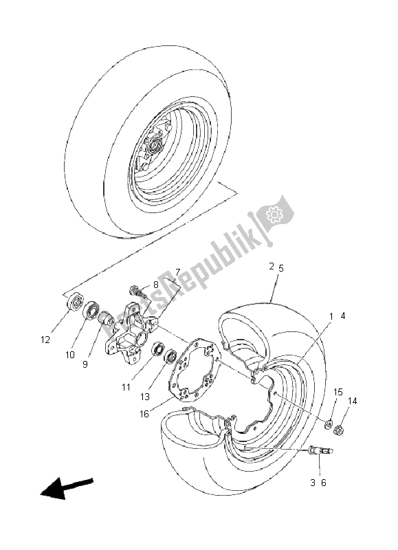 All parts for the Front Wheel of the Yamaha YFZ 450 2005