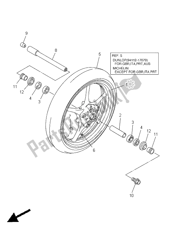 Todas las partes para Rueda Delantera de Yamaha YZF R6 600 2005