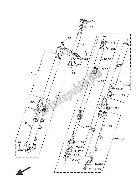 Tutte le parti per il Forcella Anteriore del Yamaha MT-07 A 700 2016