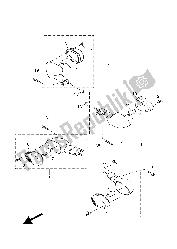 Toutes les pièces pour le Lumière Clignotante du Yamaha YZF R 125 2012