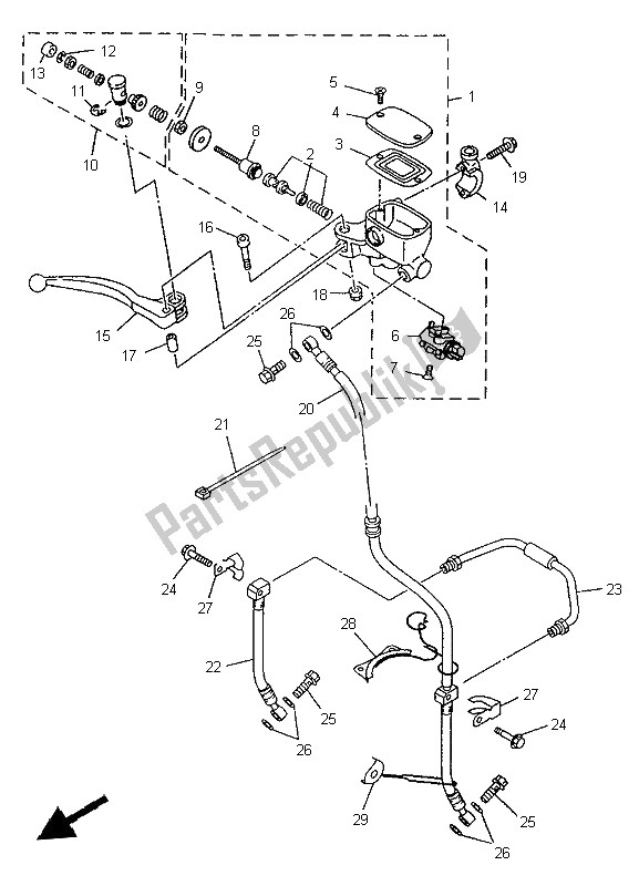 Tutte le parti per il Pompa Freno Anteriore del Yamaha TDM 850 1997