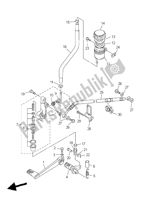 Toutes les pièces pour le Maître-cylindre Arrière du Yamaha FJR 1300 2004