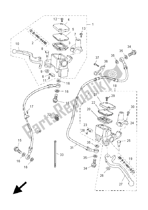 All parts for the Front Master Cylinder of the Yamaha YP 250R X MAX 2009