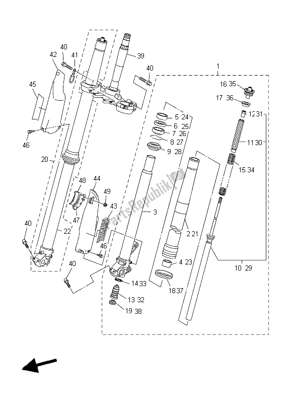 All parts for the Front Fork of the Yamaha WR 250F 2006