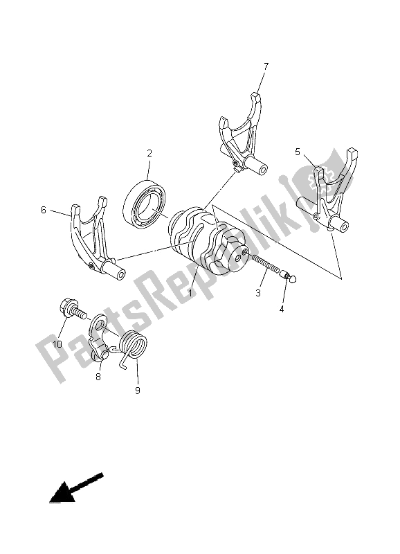 All parts for the Shift Cam & Fork of the Yamaha WR 250F 2012