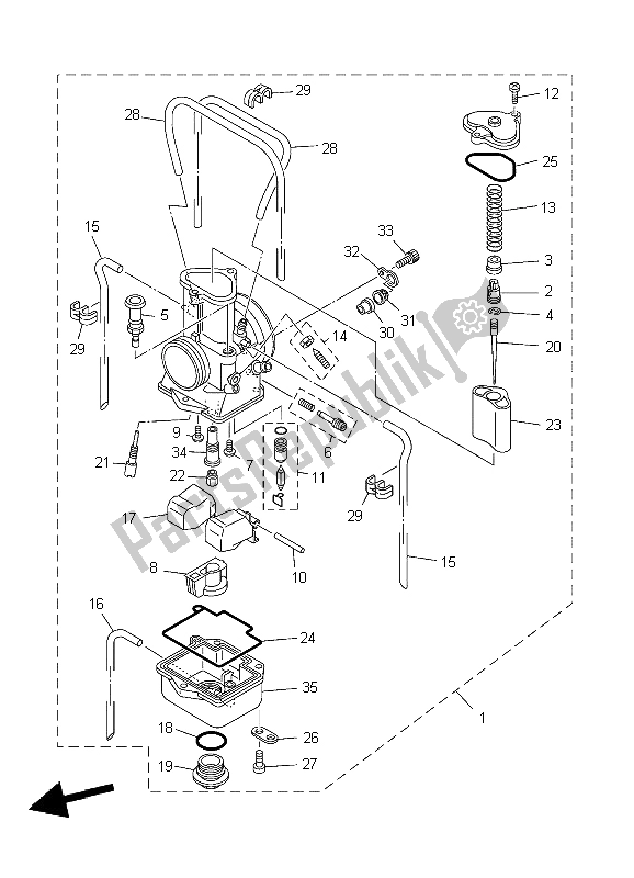 All parts for the Carburetor of the Yamaha YZ 125 2004